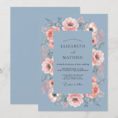 Slate Blue Alluring Spring Wedding 招待状 (正面/裏面)