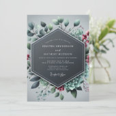 Slate Blue Alluring Winter Wedding 招待状 (スタンド正面)