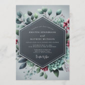 Slate Blue Alluring Winter Wedding 招待状 (正面)