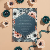 Slate Blue Anemone Bloom Wedding 招待状