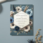 Slate Blue Bloom Moody Wedding 招待状