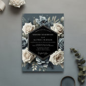 Slate Blue Bloom Opulent Wedding 招待状