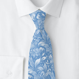 Slate Blue Botanical Batik ネクタイ
