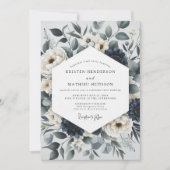 Slate Blue Botanical Ethereal Wedding 招待状 (正面)