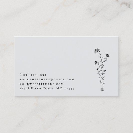 Slate Blue Botanical Sprig 名刺 (裏面)