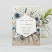 Slate Blue Botanical Whimsical Wedding 招待状 (スタンド正面)