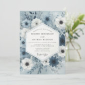 Slate Blue Botanical Whimsy Wedding 招待状 (スタンド正面)