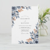 Slate Blue Burnished Autumnal Wedding 招待状 (スタンド正面)