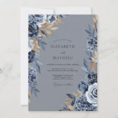 Slate Blue Distinguished Winter Wedding 招待状 (正面)
