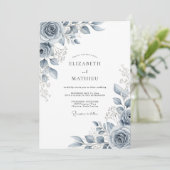 Slate Blue Ethereal Botanical Wedding 招待状 (スタンド正面)