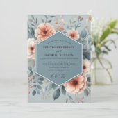 Slate Blue Ethereal Floral Wedding 招待状 (スタンド正面)