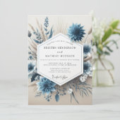 Slate Blue Floral Autumn Wedding 招待状 (スタンド正面)