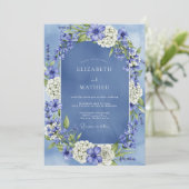 Slate Blue Floral Enchantment Wedding 招待状 (スタンド正面)