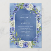 Slate Blue Floral Enchantment Wedding 招待状 (正面)