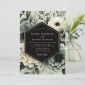 Slate Blue Floral Ethereal Wedding 招待状 (スタンド正面)