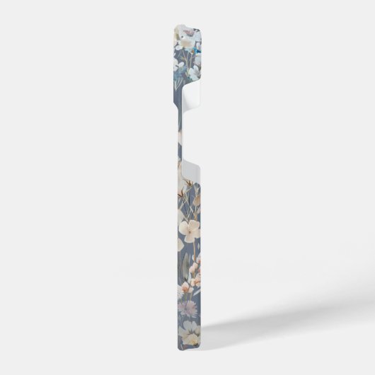 Slate Blue Floral Personalized  iPhoneケース (左側面)