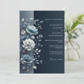 Slate Blue Floral Whimsy Wedding 招待状 (スタンド正面)