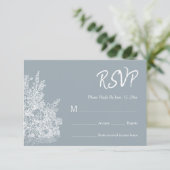 Slate Blue French Country Wedding 出欠カード (スタンド正面)