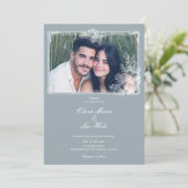 Slate Blue French Country Wedding Photo Invitation 招待状 (スタンド正面)