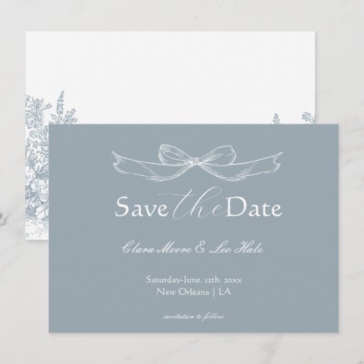 Slate Blue French Country Wedding Save The Date (正面/裏面)