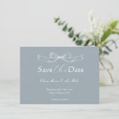 Slate Blue French Country Wedding Save The Date (スタンド正面)