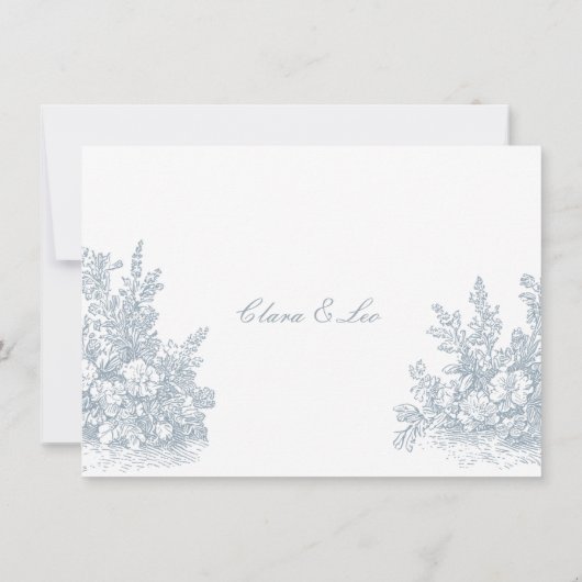 Slate Blue French Country Wedding Save The Date (裏面)
