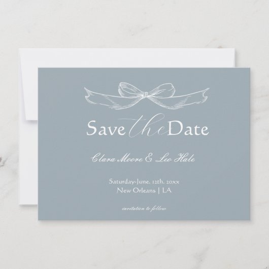 Slate Blue French Country Wedding Save The Date (正面)