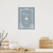 Slate Blue French Country Wedding Welcome Poster ポスター (キッチン)