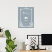 Slate Blue French Country Wedding Welcome Poster ポスター (ホームオフィス)