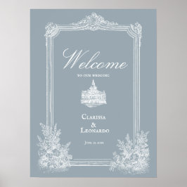 Slate Blue French Country Wedding Welcome Poster ポスター
