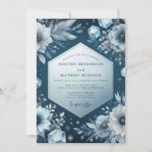 Slate Blue Frost Bloom Wedding 招待状 (正面)