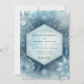 Slate Blue Frosty Woodland Wedding 招待状 (正面)
