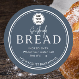 Slate Blue Gray Bakery Sourdough Bread Sticker ラウンドシール