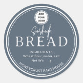Slate Blue Gray Bakery Sourdough Bread Sticker ラウンドシール (正面)