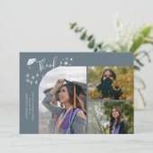 Slate Blue Hand Written Thank You Multi Photo 案内状 (スタンド正面)