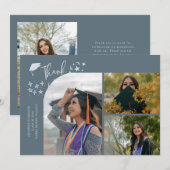 Slate Blue Hand Written Thank You Multi Photo 案内状 (正面/裏面)