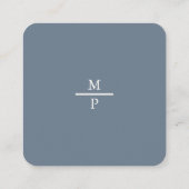 Slate Blue Monogram QR Code Wedding Details スクエア名刺 (裏面)