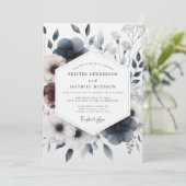 Slate Blue Moody Anemone Wedding 招待状 (スタンド正面)