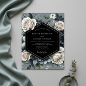 Slate Blue Rose Opulence Wedding 招待状