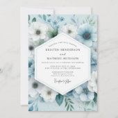 Slate Blue Serene Anemone Wedding 招待状 (正面)