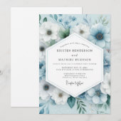 Slate Blue Serene Anemone Wedding 招待状 (正面/裏面)