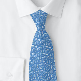 Slate Blue Tiny Flowers ネクタイ
