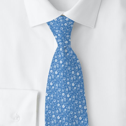 Slate Blue Tiny Flowers ネクタイ