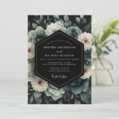 Slate Blue Umbral Bloom Wedding 招待状 (スタンド正面)