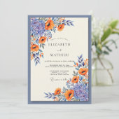 Slate Blue Vibrant Poppy Wedding 招待状 (スタンド正面)
