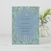 Slate Blue Woodsy Forest Wedding 招待状 (スタンド正面)