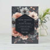 Slate Blush Moody Bloom Wedding 招待状 (スタンド正面)
