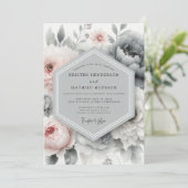 Slate Blush Painterly Peony Wedding 招待状 (スタンド正面)