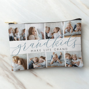 Slate Grandkids Make Life Grand フォトコラージュ アクセサリーポーチ