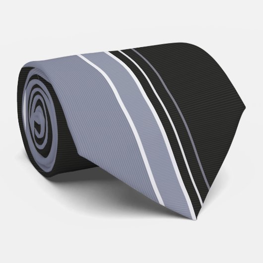 Slate Gray & Black Pinstriped ネクタイ (ロール)